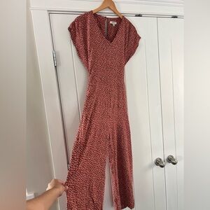 Patterned Red Orange Jumpsuit